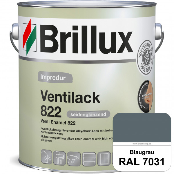 Impredur Ventilack 822 (RAL 7031 Blaugrau) Seidenglanzlack (lösemittelhaltig) Fenster & Türen innen