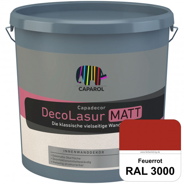 Capadecor DecoLasur Matt (RAL 3000 Feuerrot) Matte Lasurfarbe auf Dispersionsbasis (innen)