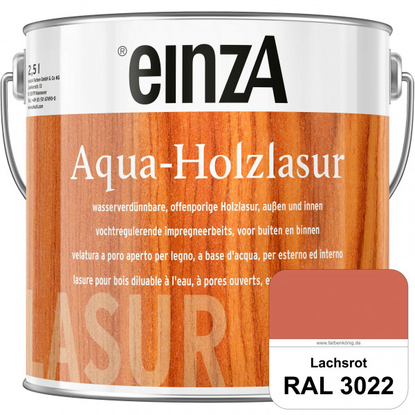 einzA Aqua-Holzlasur (RAL 3022 Lachsrot) wasserverdünnbare offenporige Holzlasur für Holzbauteile