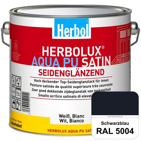Herbolux Aqua PU Satin (RAL 5004 Schwarzblau) Wasserverdünnbarer Top-PU-Seidenglanzlack (Innen)