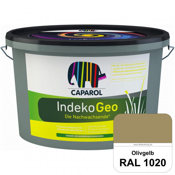 IndekoGeo (RAL 1020 Olivgelb) Ressourcenschonende Premium Innenfarbe für stumpfmatte Oberflächen