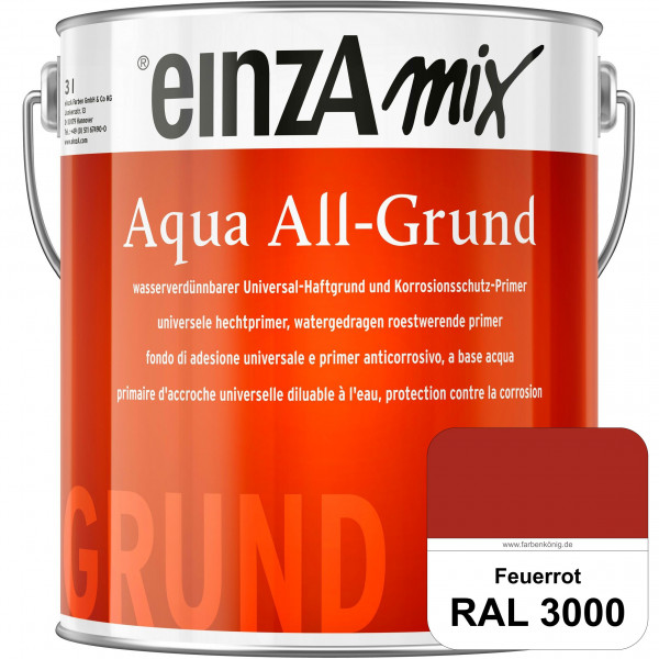 einzA Aqua All-Grund (RAL 3000 Feuerrot) Wasserverdünnbarer Haftgrund & Korrosionsschutz-Primer