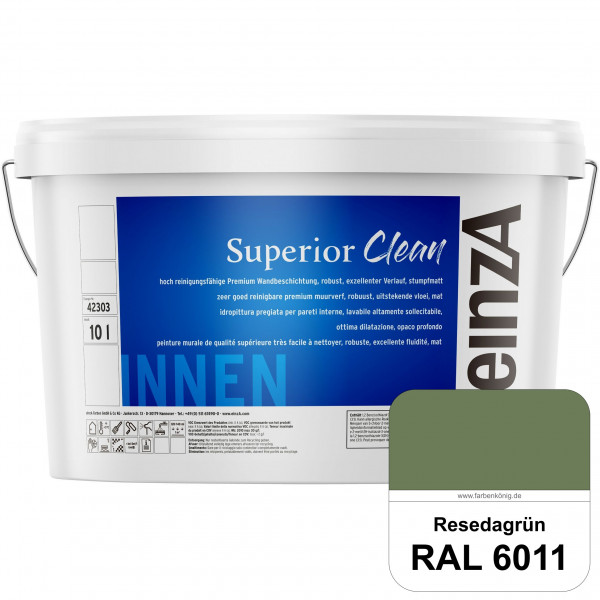 einzA Superior Clean (RAL 6011 Resedagrün) Hoch reinigungsfähige, stumpfmatte Premium-Wandbeschichtu