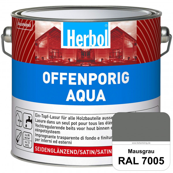 Offenporig Aqua (RAL 7005 Mausgrau) Wasserverdünnbar & hochwertige Ein-Topf-Holzlasur - Feuchteschut
