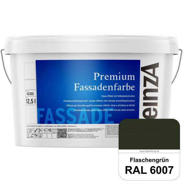 einzA Premium Fassadenfarbe (RAL 6007 Flaschengrün) Hochwertige Fassadenfarbe mit Clean-Effekt