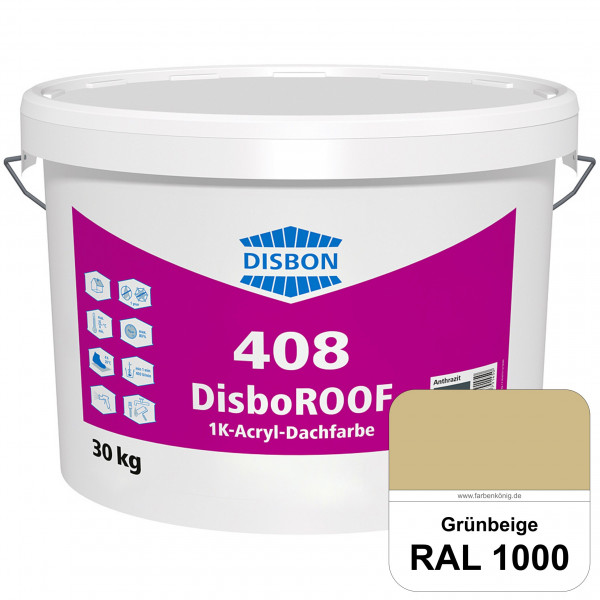 DisboROOF 408 1K-Acryl-Dachfarbe (RAL 1000 Grünbeige) Elastische Reinacrylatbeschichtung für Betonda
