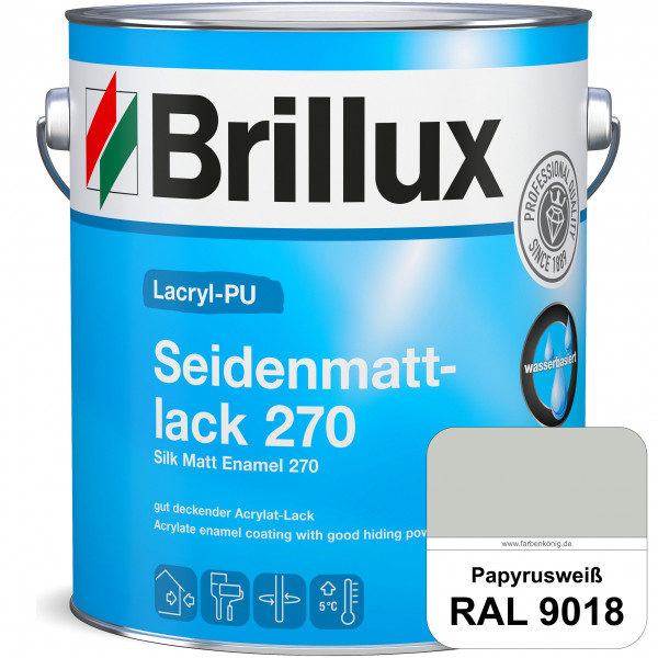 Lacryl-PU Seidenmattlack 270 (RAL 9018 Papyrusweiß) PU-verstärkt (wasserbasiert) für außen und innen