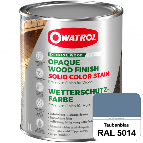 Solid Color Stain (RAL 5014 Taubenblau) deckende und matte Wetterschutzfarbe außen