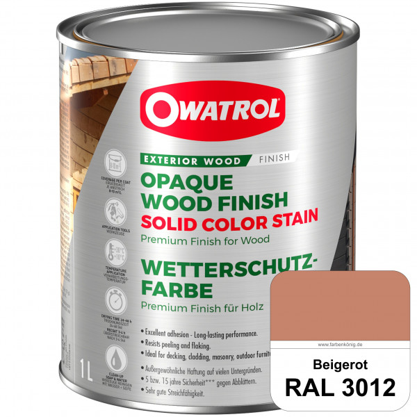 Solid Color Stain (RAL 3012 Beigerot) deckende und matte Wetterschutzfarbe außen