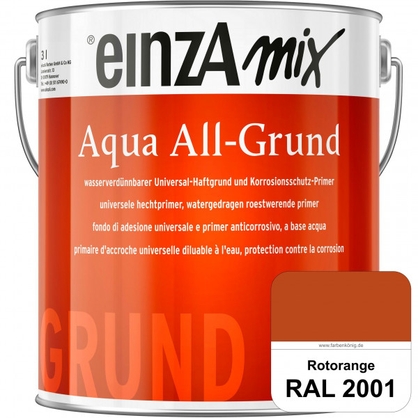 einzA Aqua All-Grund (RAL 2001 Rotorange) Wasserverdünnbarer Haftgrund & Korrosionsschutz-Primer