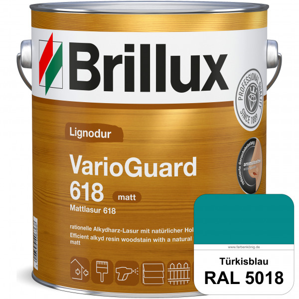 Mattlasur 618 (RAL 5018 Türkisblau) matte & wetterbeständige Lasur (lösemittelhaltig) für Laub- und