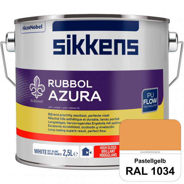 Rubbol Azura (RAL 1034 Pastellgelb) hochglänzender Lack (löselmittelhaltig) innen & außen