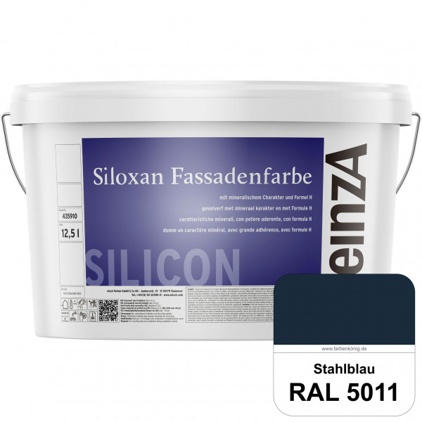 einzA Siloxan Fassadenfarbe (RAL 5011 Stahlblau) Siliconvergütete Fassadenfarbe