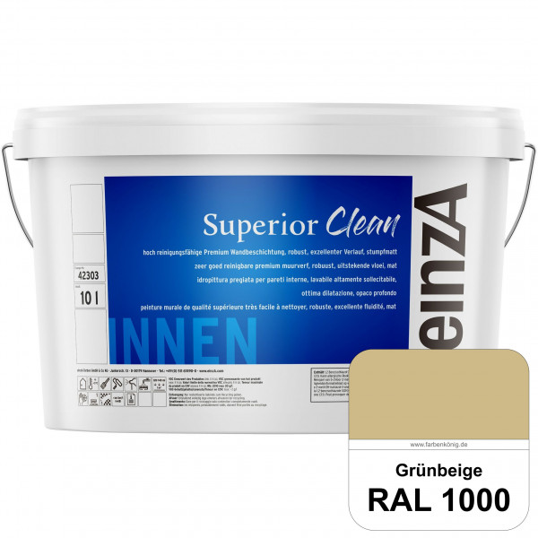 einzA Superior Clean (RAL 1000 Grünbeige) Hoch reinigungsfähige, stumpfmatte Premium-Wandbeschichtun