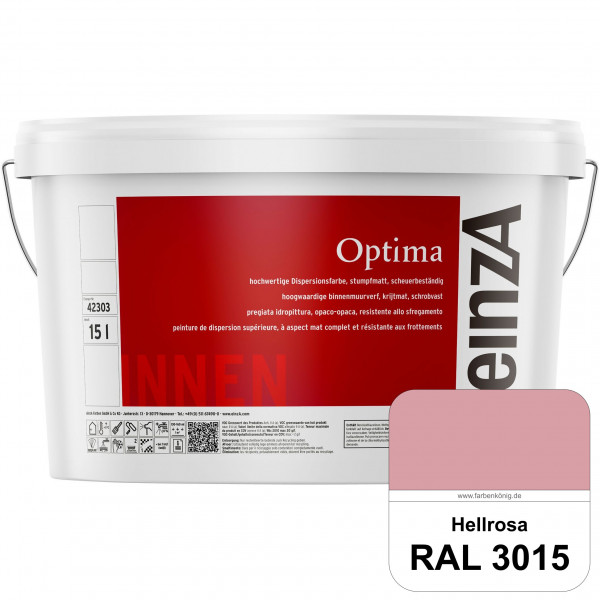 einzA Optima (RAL 3015 Hellrosa) Stumpfmatte Dispersionsfarbe für hochwertige Anstriche