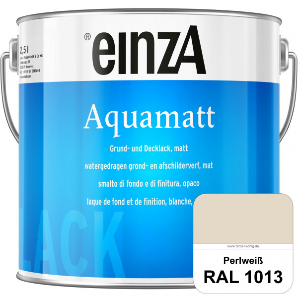 einzA Aquamatt (RAL 1013 Perlweiß) Wasserverdünnbare Vorstreichfarbe & matte Lackfarbe