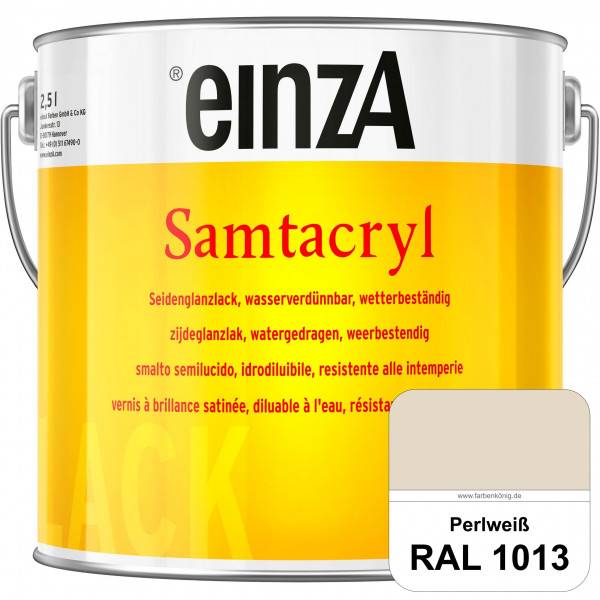 einzA Samtacryl (RAL 1013 Perlweiß) wetterbeständige seidenglänzende Acryl-PU-Lackfarbe