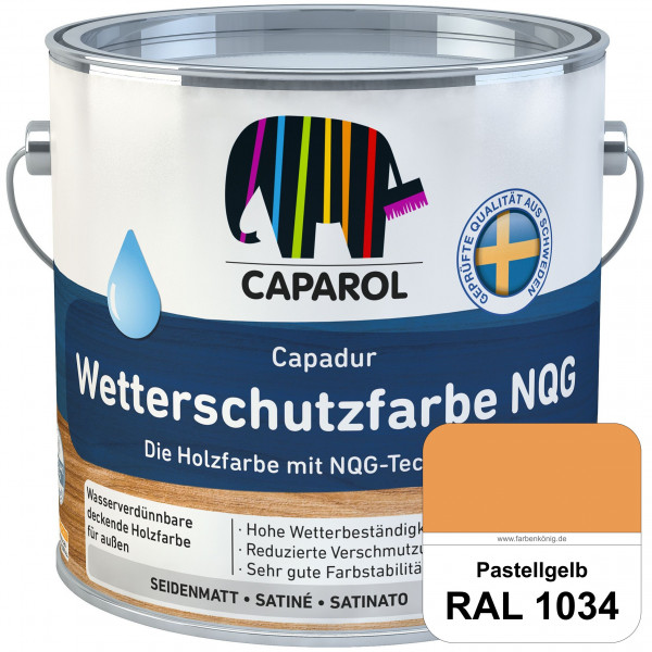 Capadur Wetterschutzfarbe NQG (RAL 1034 Pastellgelb) Holzfarbe mit NQG-Technologie wasserbasiert für