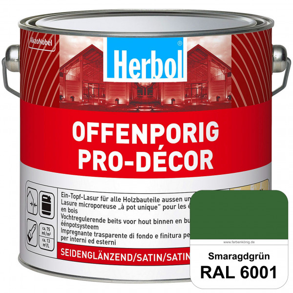 Herbol Offenporig Pro-Décor (RAL 6001 Smaragdgrün) Hochwertige Ein-Topf-Holzlasur mit 2-Phasen-UV-Sc