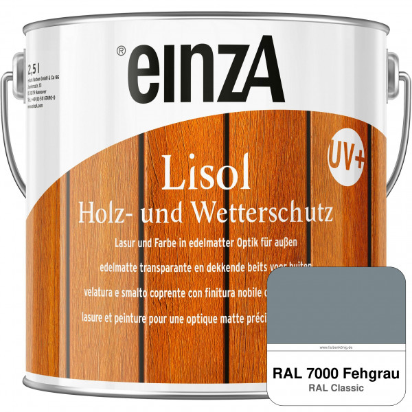 einzA Lisol Holz- und Wetterschutz Lasur und Farbe (RAL 7000 Fehgrau)