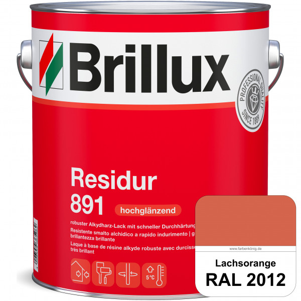 Residur 891 (RAL 2012 Lachsorange) widerstandsfähige, schnell trocknender Lack für grundierte Metall