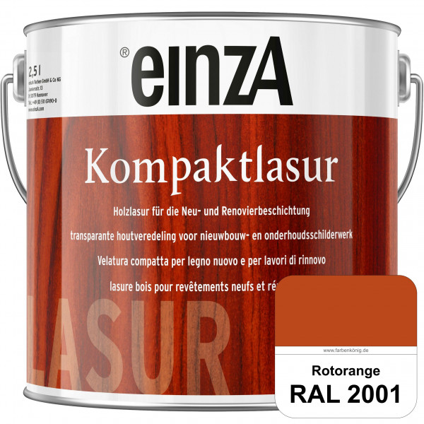 einzA Kompaktlasur (RAL 2001 Rotorange) Lasuranstrich für den Neu- und Renovieranstrich