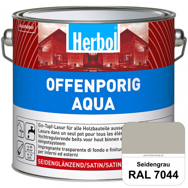 Offenporig Aqua (RAL 7044 Seidengrau) Wasserverdünnbar & hochwertige Ein-Topf-Holzlasur - Feuchtesch