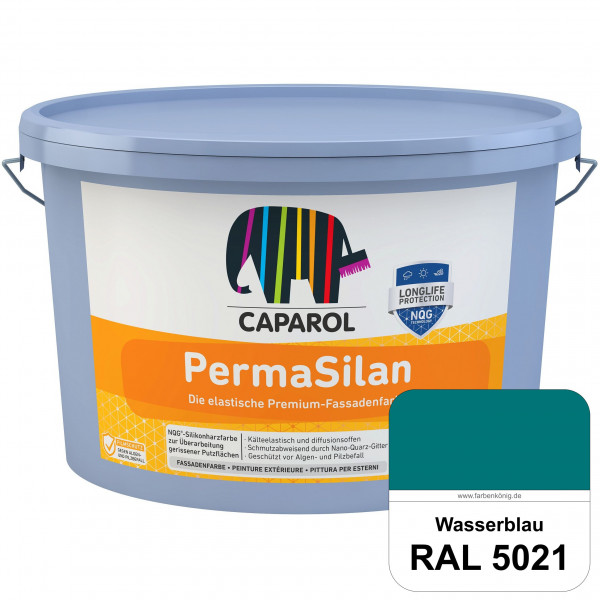 PermaSilan (RAL 5021 Wasserblau) Elastische, diffusionsoffene Fassadenfarbe mit integrierter Nano-Qu