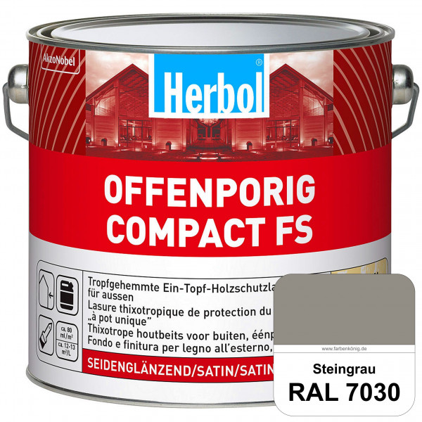 Offenporig Compact FS (RAL 7030 Steingrau) Rationelle & thixotrope Ein-Topf-Holzlasur (außen)