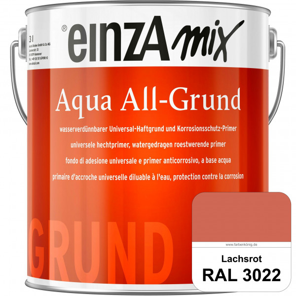 einzA Aqua All-Grund (RAL 3022 Lachsrot) Wasserverdünnbarer Haftgrund & Korrosionsschutz-Primer