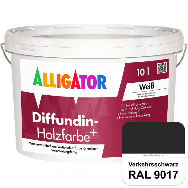 Diffundin-Holzfarbe+ (RAL 9017 Verkehrsschwarz)
