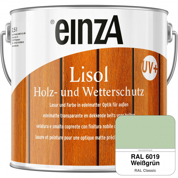 einzA Lisol Holz- und Wetterschutz Lasur und Farbe (RAL 6019 Weißgrün)