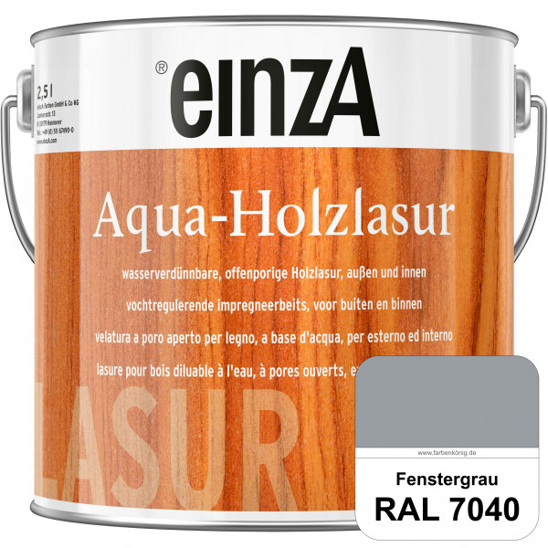 einzA Aqua-Holzlasur (RAL 7040 Fenstergrau) wasserverdünnbare offenporige Holzlasur für Holzbauteile