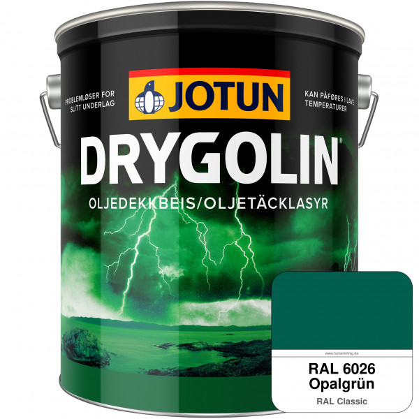 DRYGOLIN Oljedekkbeis - Deckende & wetterbeständige Öllasur für Außen (RAL 6026 Opalgrün)