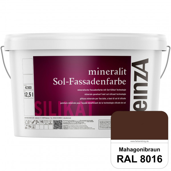 einzA mineralit Sol Fassadenfarbe (RAL 8016 Mahagonibraun) mineralische Fassadenfarbe mit Sol-Silika