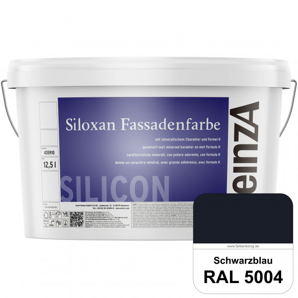einzA Siloxan Fassadenfarbe (RAL 5004 Schwarzblau) Siliconvergütete Fassadenfarbe