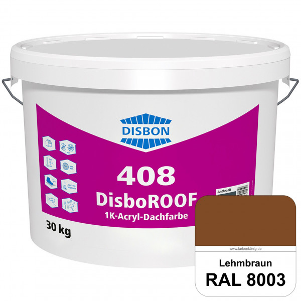 DisboROOF 408 1K-Acryl-Dachfarbe (RAL 8003 Lehmbraun) Elastische Reinacrylatbeschichtung für Betonda