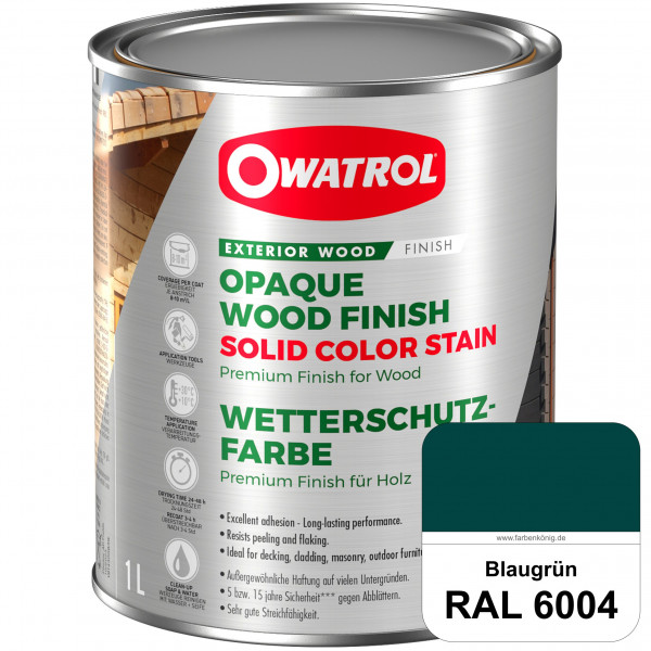 Solid Color Stain (RAL 6004 Blaugrün) deckende und matte Wetterschutzfarbe außen