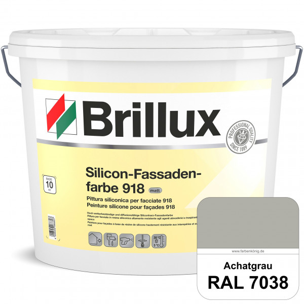 Silicon-Fassadenfarbe 918 (RAL 7038 Achatgrau) matt, hoch wetterbeständig und wasserabweisend