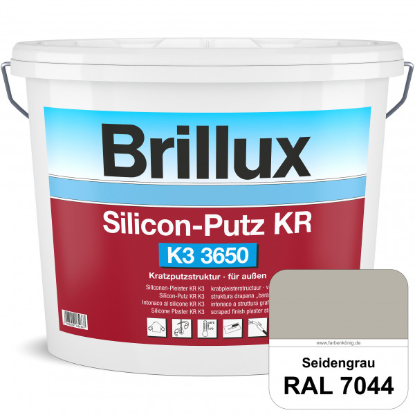 Silicon-Putz KR K3 3650 mit Protect (RAL 7044 Seidengrau) Kratzputz auf Siliconharzbasis für dekorat