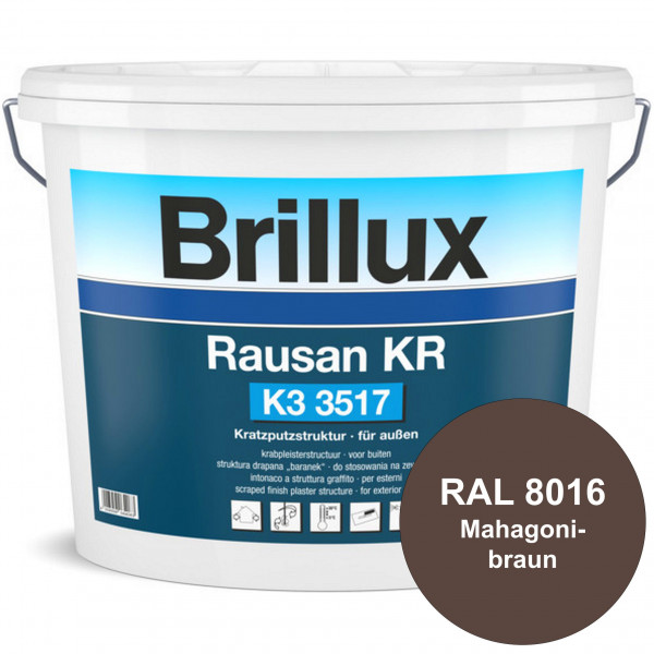 Rausan KR K3 3517 mit Protect (RAL 8016 Mahagonibraun) Organisch gebundener Kratzputz für wetterbest