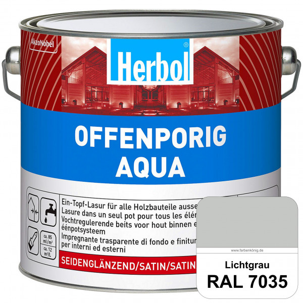 Offenporig Aqua (RAL 7035 Lichtgrau) Wasserverdünnbar & hochwertige Ein-Topf-Holzlasur - Feuchteschu