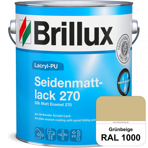 Lacryl-PU Seidenmattlack 270 (RAL 1000 Grünbeige) PU-verstärkt (wasserbasiert) für außen und innen