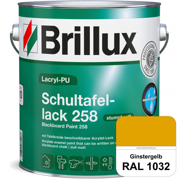 Lacryl-PU Schultafellack 258 (RAL 1032 Ginstergelb) wasserbasierter und matter Schultafellack (innen