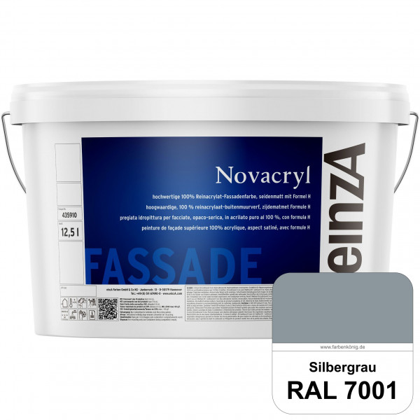 einzA Novacryl (RAL 7001 Silbergrau) Reinacrylat-Fassadenfarbe, seidenmatt