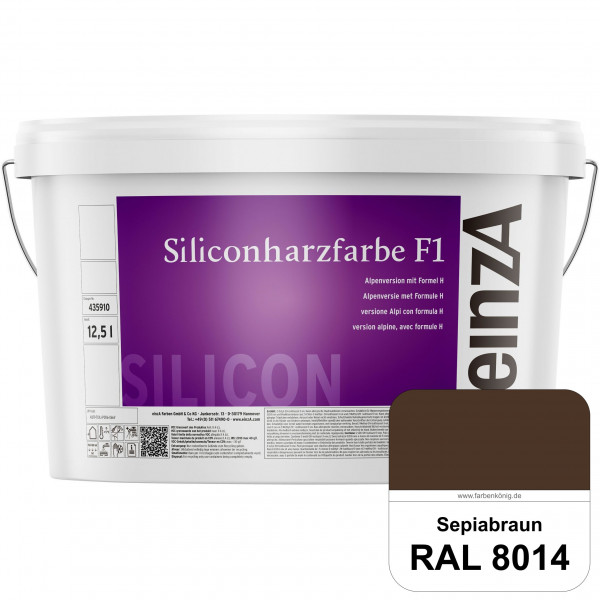 einzA Siliconharzfarbe F1 (RAL 8014 Sepiabraun) Universal Siliconharz-Fassadenfarbe, kalkmatt, wette