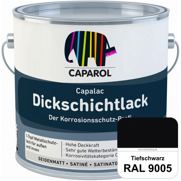 Capalac Dickschichtlack (RAL 9005 Tiefschwarz) 1-Topf Metallschutzlack (löselmittelhaltig) innen & a