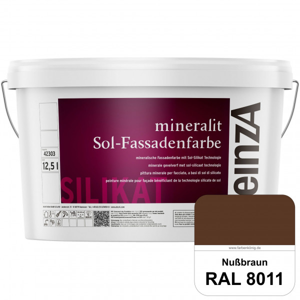 einzA mineralit Sol Fassadenfarbe (RAL 8011 Nussbraun) mineralische Fassadenfarbe mit Sol-Silikat Te