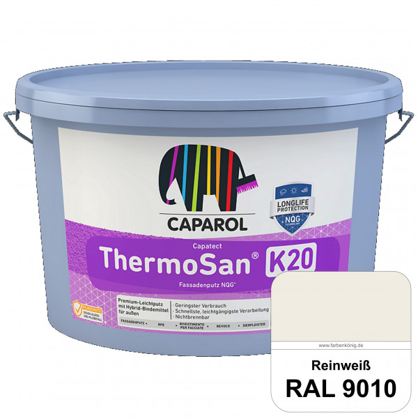 Capatect ThermoSan® Fassadenputz NQG® (R 20) (RAL 9010 Reinweiß) Reibeputz-Struktur in Körnung 2 mm