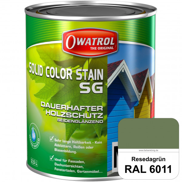 Solid Color Stain SG (RAL 6011 Resedagrün) deckende und seidenglänzende Wetterschutzfarbe außen